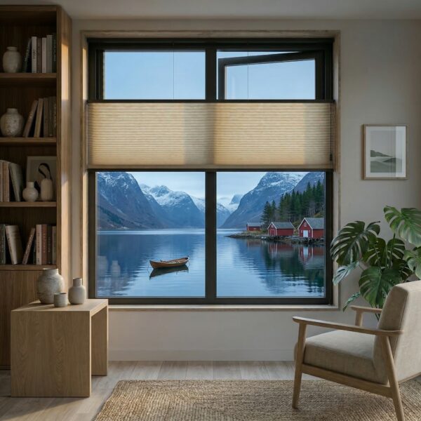 Plissegardin BASIC opp og ned med snorbetjening dobbel duk 8 - P1710